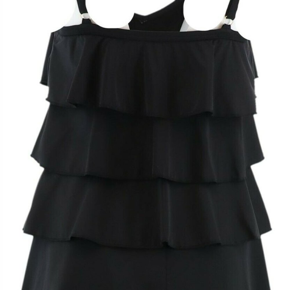 Fit 4 U V-Tiered Romper Swimsuit Black 8 - Picture 3 of 8